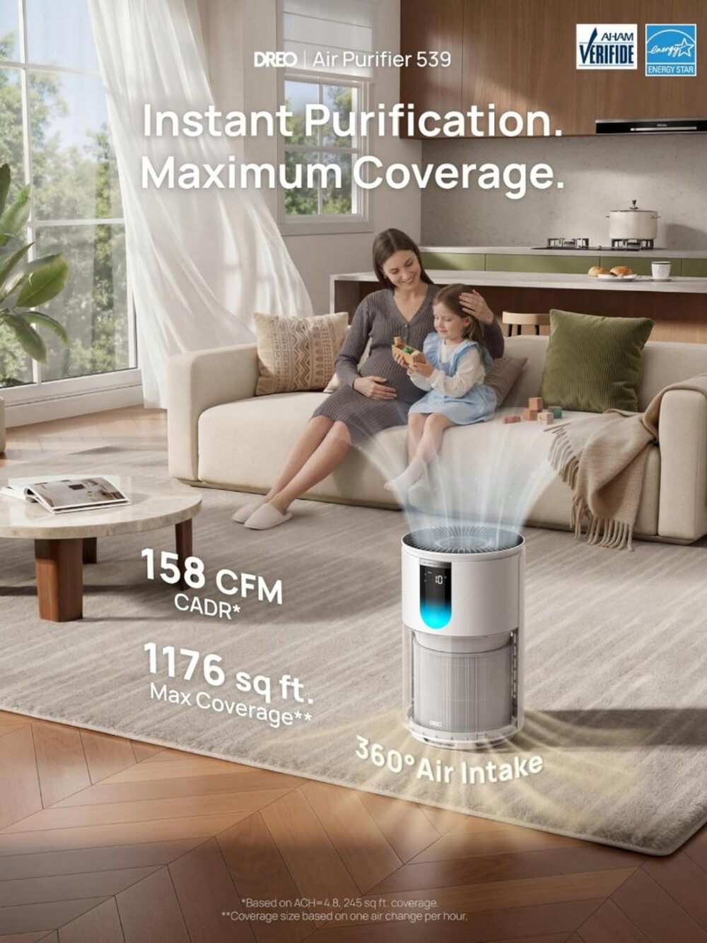 Air Purifier for Large Rooms, HEPA Filter, Sleep Mode, Auto & Turbo, PM2.5 - Picture 3 of 9